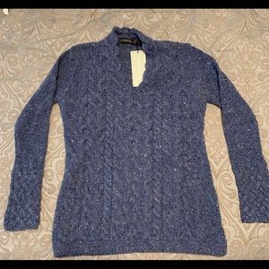 Irelands Eye Horeshoe Cable Sweater-Ocean Blue XL